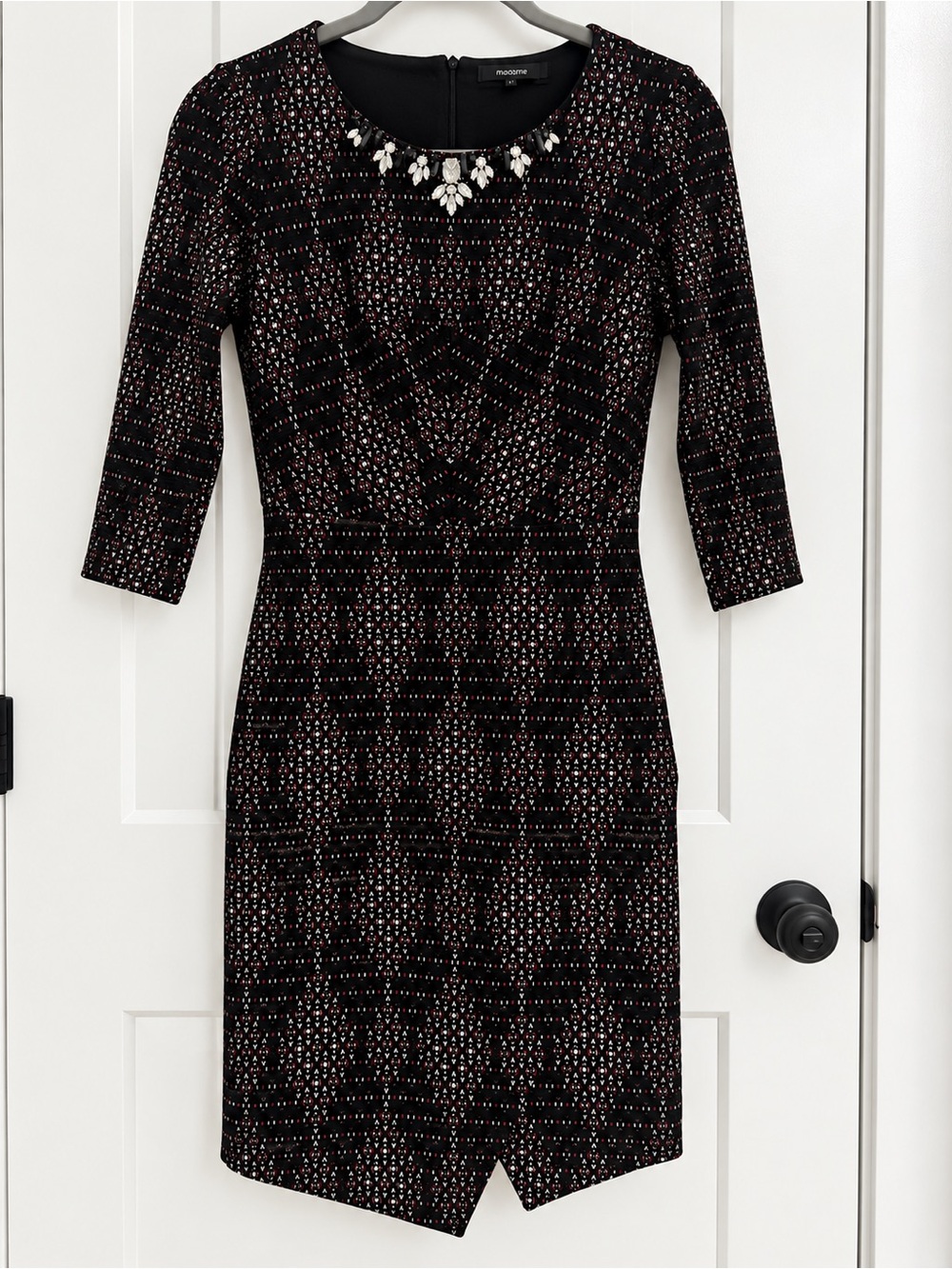 Black Patterned Sheath Dress